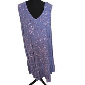 J Jill Womens Sleeveless V Neck Lined Midi Length Floral Dress Size XL